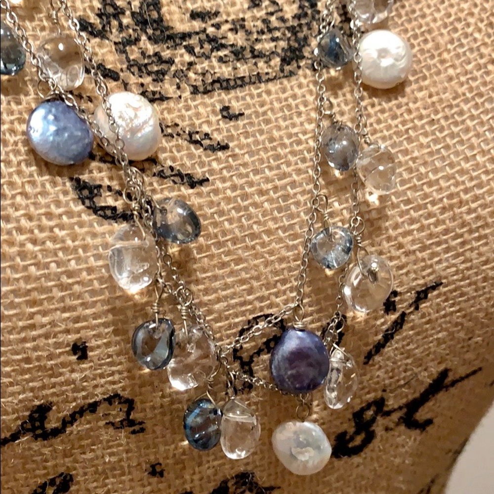 Glass and Coin Pearl Necklace - Picture 2 of 6
